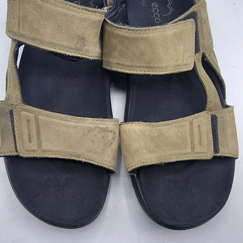 ECCO X-Trinsic Mens Size 10 Olive Green Leather Sport Flat Sandal Camo Soles